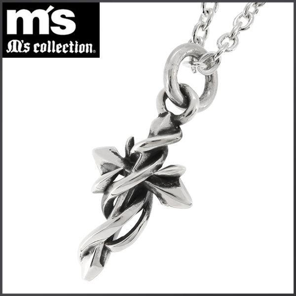 Ms collection ネックレス メンズ ブランド シルバー クロス ツタ シルバー925 ペ...