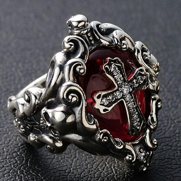 K-SMITH クロス レッド シルバーリング 13〜23号 シルバーアクセサリー 指輪 シルバー9...