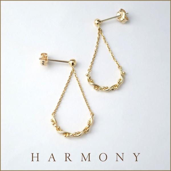 揺れる チェーンピアス スクリュー レディース 10金 K10 ゴールド クラシカル モード シック...