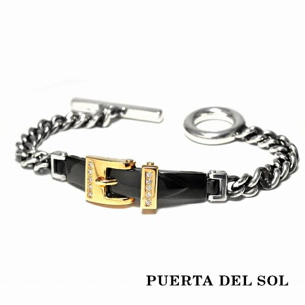 PUERTA DEL SOL ベルト バックル ブレスレット ブラック ゴールド シルバー950 K...