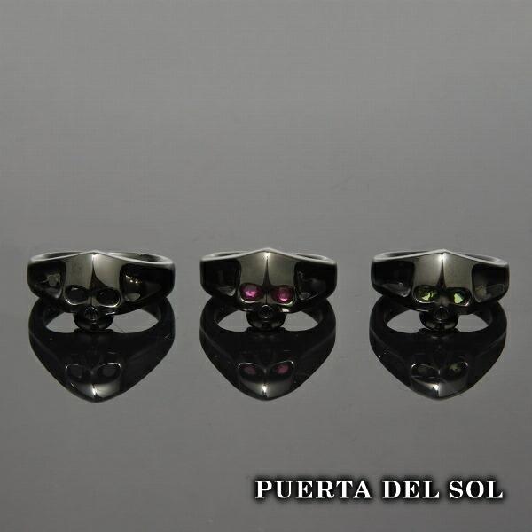 PUERTA DEL SOL ミニマム ブラックスカル リング(3号〜13号) ブラック シルバー9...