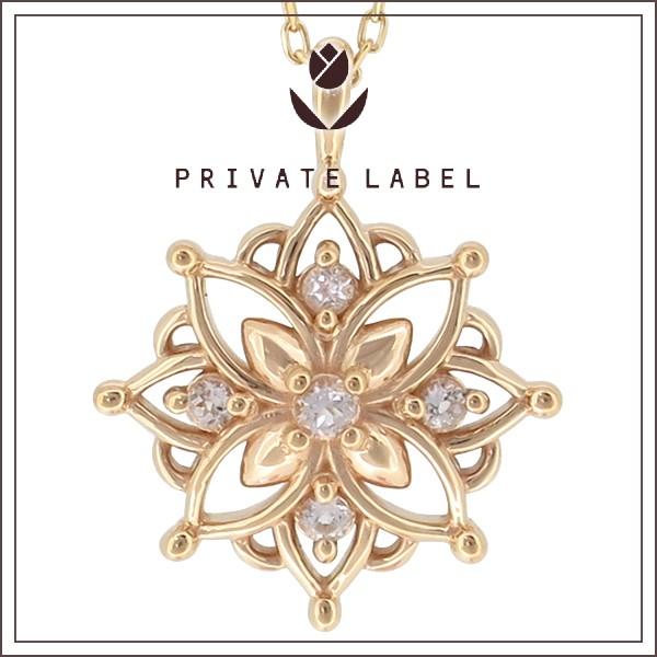 《PRIVATE LABEL》k10 ネックレスホワイトトパーズ アラベスク フラワー