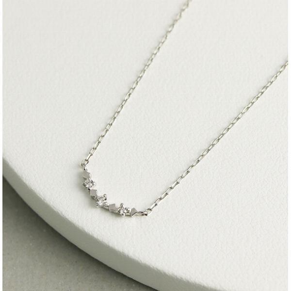 K18 ダイヤモンド ライン ネックレス 18金 18k ホワイトゴールド ゴールド シンプル ベー...