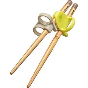 コンビ ベビー用はし はじめておはし木箸 右手用 ライム (イエロー) 2歳頃から対象