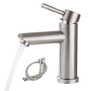 洗面用水栓 洗面台 混合水栓 洗面蛇口 食品級ステンレス 浴室用水栓金具 洗面 洗髪用 蛇口 シングルレバー混合栓 温 冷 切換え 泡沫水流 ホース付