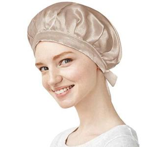 天然シルク100％ ナイトキャップ ロングヘア対応 ターバン コーム付き クリームシルク