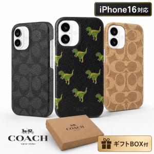 COACH iPhone16 ケース コーチ スマホケース アイフォン16 ケース シグネチャー 恐竜柄 レザー調 ギフトボックス付き プレゼント メンズ レディース