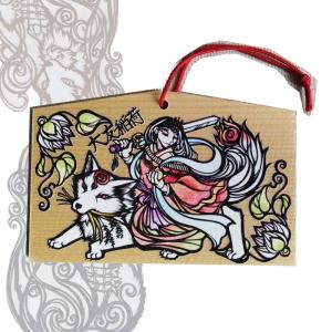 縁起物 絵馬 と手ぬぐいセット 大友稲荷大明神...の詳細画像2