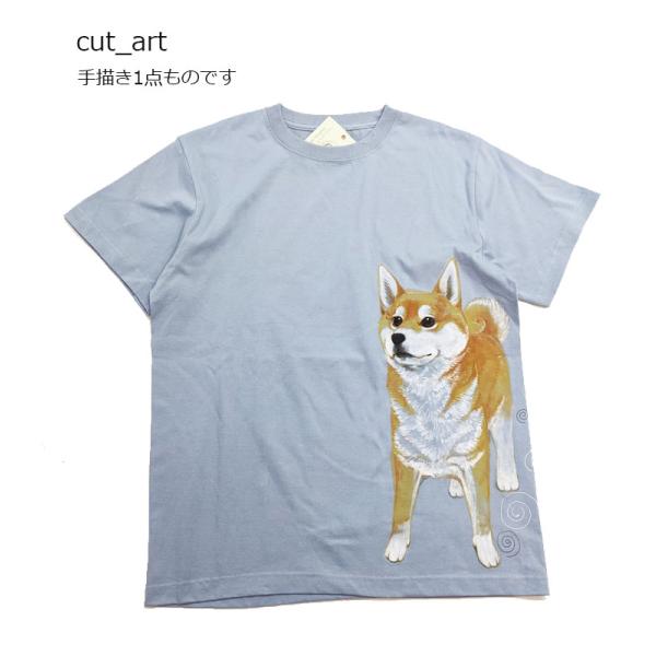 男女兼用 半袖Tシャツ Mサイズ　cut_art さとうみよ 手描き 柴犬柄 半t　洗濯機可　夏のカ...