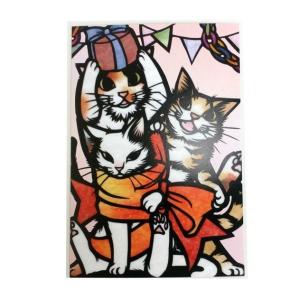 切り絵 cut_art さとうみよ/ポストカード ダリア 猫柄 24511-5 美しい