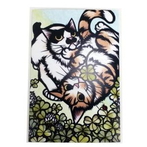 切り絵 cut art さとうみよ/ポストカード とら虎 / 猫柄 p202209-1