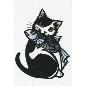 Dahilia ダリア猫シール 切り絵・cut art さとうみよ フィルムシール