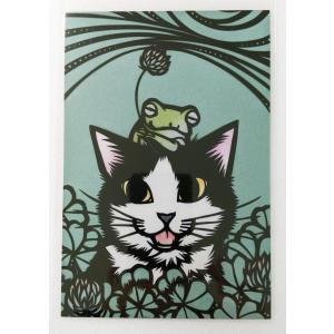 切り絵 cut_art さとうみよ/ポストカード ダリア 猫柄 24511-5 美しい