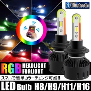 送料無料 高輝度 RGBスマホで簡単操作 LED フォグ H8/H9/H11/H16 LED