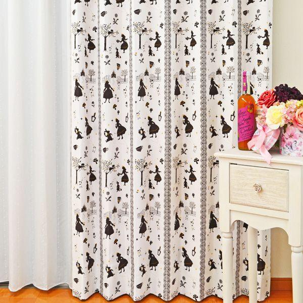 子供部屋カーテン　"アリス"　ホワイト　ピンク　女の子　遮光　ディズニーファンにも大人気♪　かわいい...