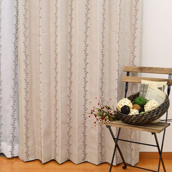 オーダーカーテン 遮光カーテン モダン ”シェリー” ベージュ 　ブラウン 植物柄 ストライプ オー...