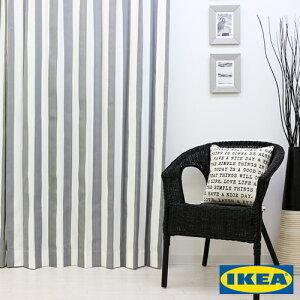 オーダーカーテン "sophia-gray ソフィアグレー"  IKEA イケア カーテン ストライプ 綿100% 北欧カーテン ボーダー グレー