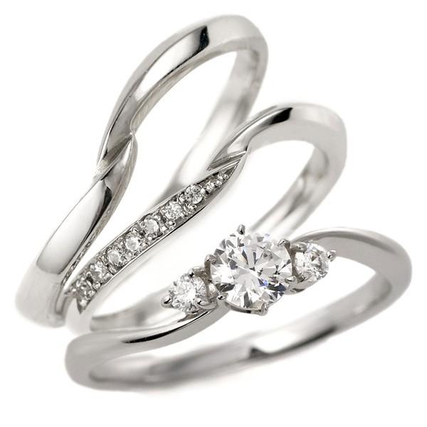 婚約指輪 結婚指輪 セットリング ダイヤモンド プラチナ エンゲージリング マリッジリング ペアリン...