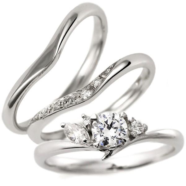 婚約指輪 結婚指輪 セットリング ダイヤモンド プラチナ エンゲージリング マリッジリング ペアリン...