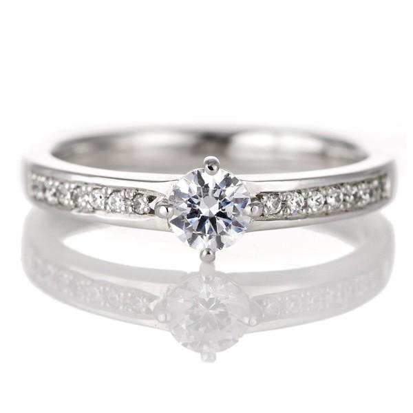 婚約指輪 ダイヤモンド ダイヤ プラチナ リング 0.3ct 天然石 ライン エンゲージリング 鑑定...