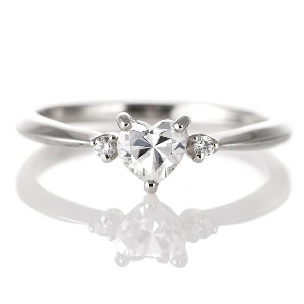 婚約指輪 ダイヤモンド ダイヤ プラチナ リング ハート 天然石 サイドダイヤモンド エンゲージリン...