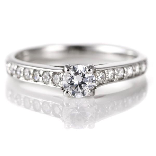 婚約指輪 ダイヤモンド ダイヤ プラチナ リング 0.3ct 天然石 エンゲージリング 鑑別書 オー...