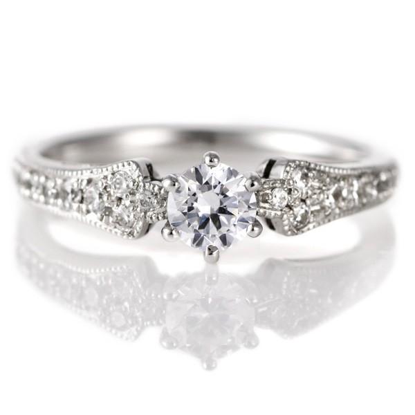 婚約指輪 ダイヤモンド ダイヤ プラチナ リング 0.3ct 天然石 エンゲージリング 鑑別書 オー...