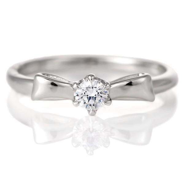 婚約指輪 ダイヤモンド プラチナ リング 0.3ct 天然石 エンゲージリング 鑑定書 リボン オー...