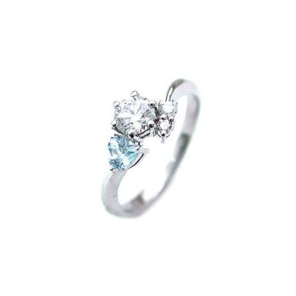 エンゲージリング 婚約指輪 ダイヤモンド ダイヤ プラチナ リング アクアマリン オーダー