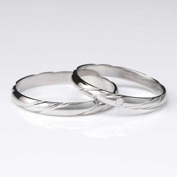 結婚指輪 マリッジリング ペアリング プラチナ ダイヤモンド 名入れ 文字入れ 刻印 2本セット ス...