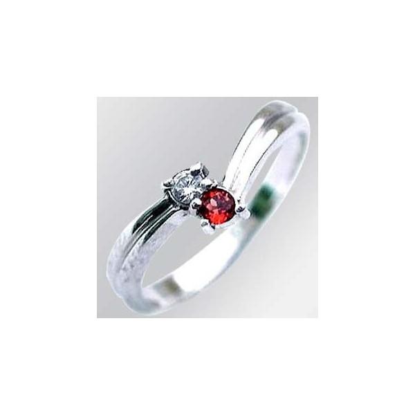 K18ホワイトゴールド ガーネットピンキーリング オーダー