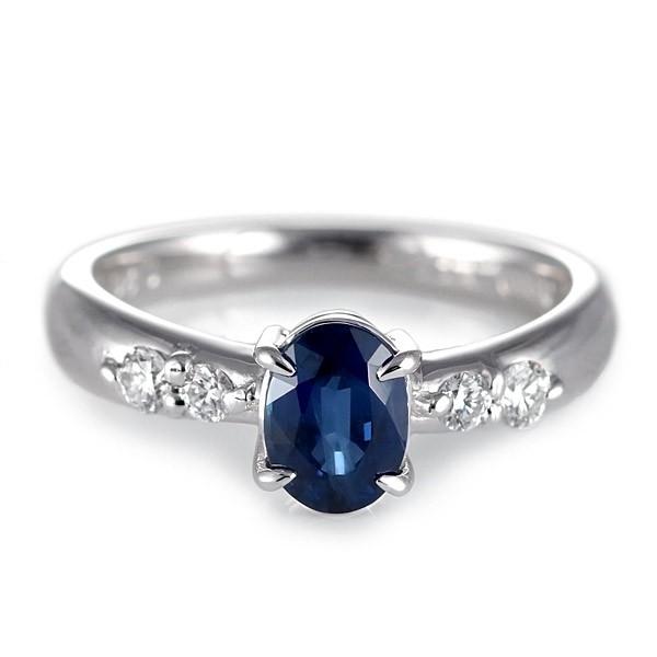 婚約指輪 サファイア リング 大粒 オーバル 楕円 1粒 サイド ダイヤモンド 0.2カラット 指輪...