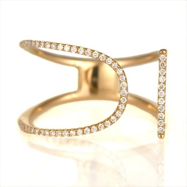 18金ピンクゴールド幅広リング ダイヤモンド幅広リング オーダー