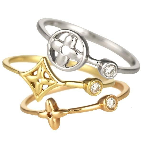 指輪 レディース 3連リング ゴールド 18金 オーダー