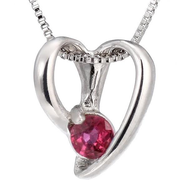 ネックレス レディース 天然石 ルビー 7月誕生石 ネックレス オープンハート オーダー