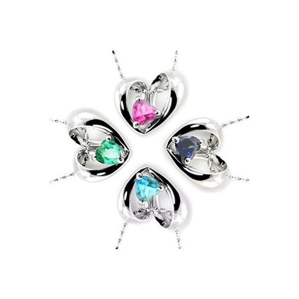 オープンハート ハート ネックレス ホワイトゴールド 誕生石バースディペンダント オーダー