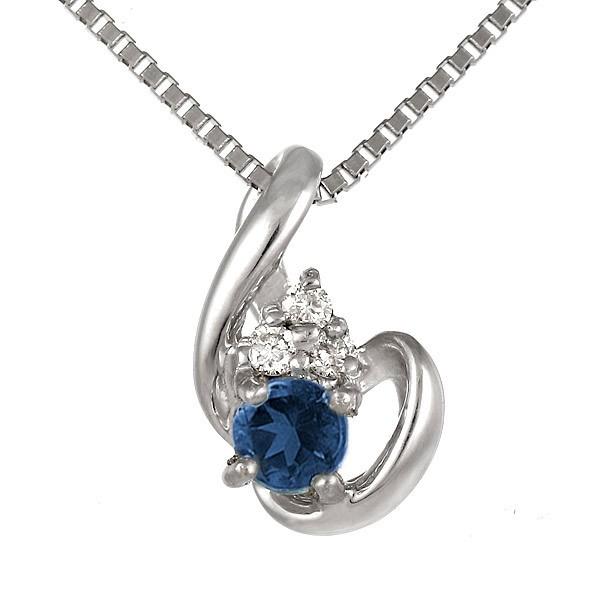 ネックレス レディース 18金 天然石 サファイア ネックレスホワイトゴールド ダイヤモンド 9月誕...