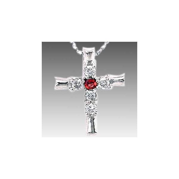 1月誕生石K18ホワイトゴールド ガーネットクロスペンダントネックレス オーダー