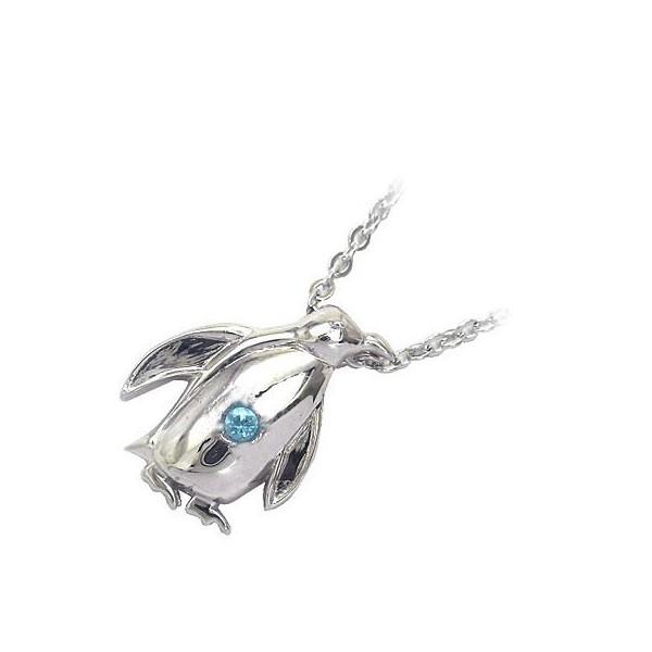 ネックレス レディース 天然石 ネックレス アクアマリン 3月 誕生石 ペンギン シルバー プレゼン...