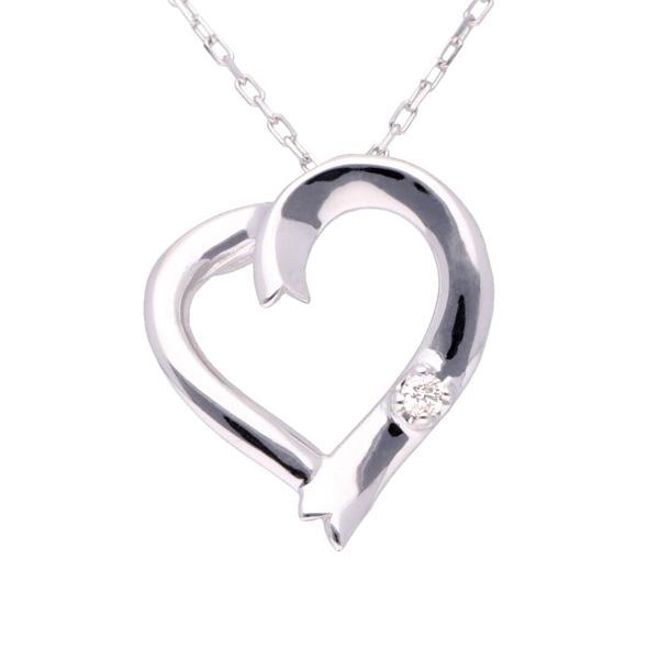 ダイヤモンド ネックレス ダイヤモンド オープンハート ハート ネックレス K10 10金 ホワイト...
