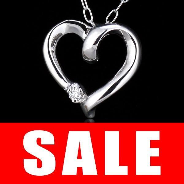 ネックレス レディース 天然石 ダイヤモンド ネックレス ハート オープンハート 一粒 プラチナ プ...