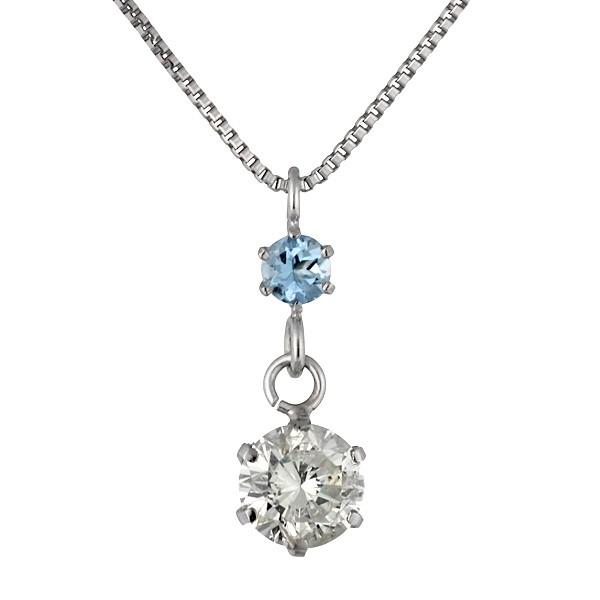プラチナ ダイヤモンド ネックレス ダイヤモンド ダイヤ 0.3カラット レディース アクアマリン ...