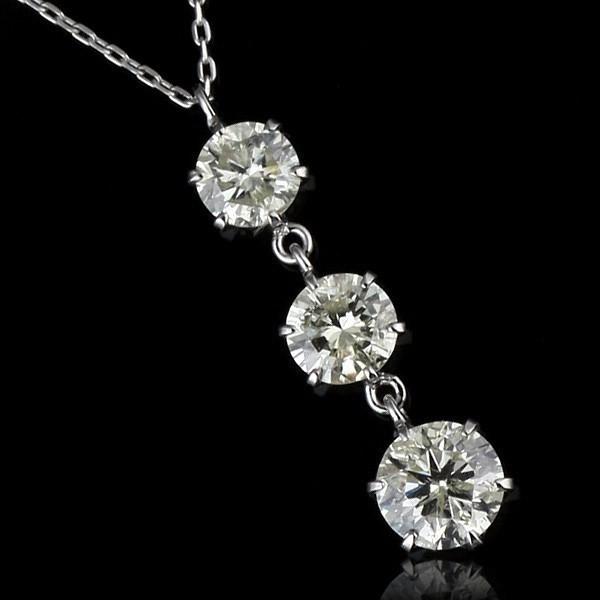 ダイヤモンド ネックレス 1カラット スリーストーン プラチナ トリロジーストーン オーダー