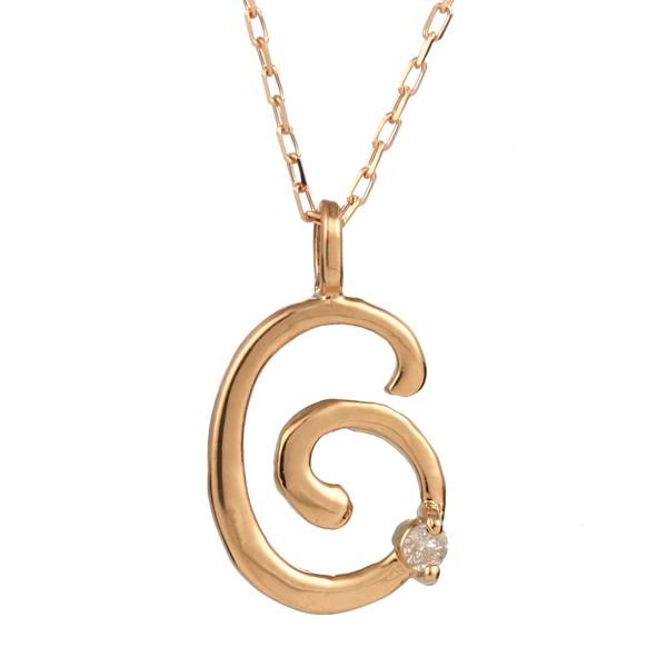 ネックレス レディース 18金 ナンバー 数字 ピンクゴールド ダイヤモンド ネックレス 6 レディ...