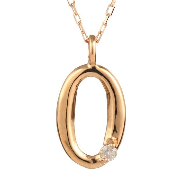 ネックレス レディース 18金 ナンバー 数字 ピンクゴールド ダイヤモンド ネックレス 0 レディ...