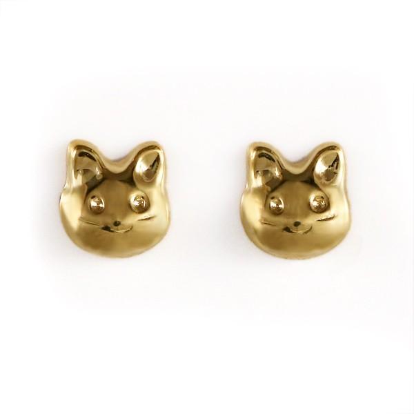 ピアス 18金 猫 キャット cat イエローゴールド地金 18k オーダー