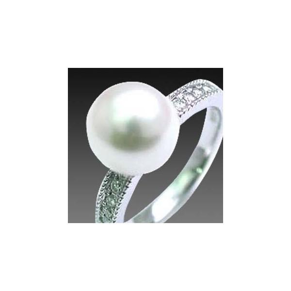 プラチナ  パールリング サイドダイヤモンド 本真珠 オーダー