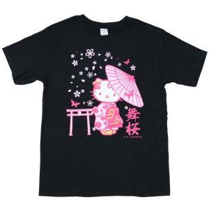 ハローキティ 日本限定 和風デザインキティちゃんTシャツ 番傘