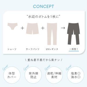 体型カバー レギンス パンツ 一体型 水着 レ...の詳細画像3