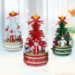 クリスマスツリー 卓上 オルゴール 木製 クリスマス インテリア 飾り 音楽ボックス かわいい 21*10.5cm｜allapparelshop